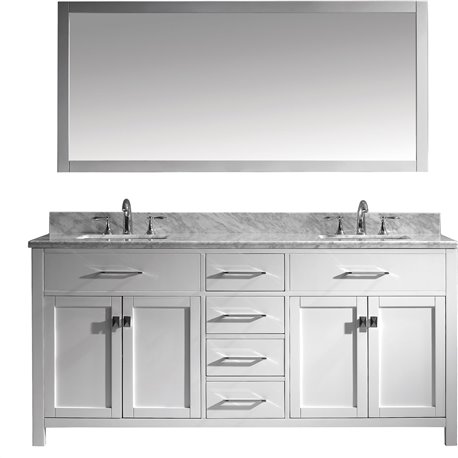 Caroline 72" Double Bathroom Vanity Cabinet Set in White