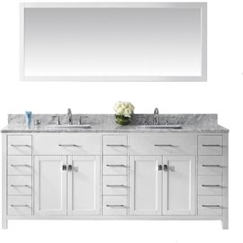 Caroline Parkway 78" Double Bathroom Vanity Cabinet Set in White