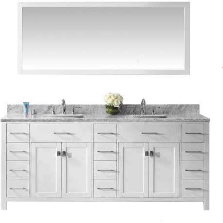 Caroline Parkway 78" Double Bathroom Vanity Cabinet Set in White