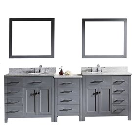 Caroline Parkway 93" Double Bathroom Vanity Cabinet Set in Grey