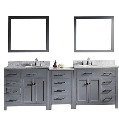 Caroline Parkway 93" Double Bathroom Vanity Cabinet Set in Grey