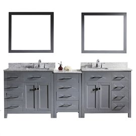 Caroline Parkway 93" Double Bathroom Vanity Cabinet Set in Grey