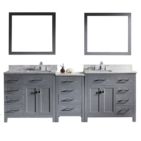 Caroline Parkway 93" Double Bathroom Vanity Cabinet Set in Grey