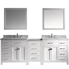 Caroline Parkway 93" Double Bathroom Vanity Cabinet Set in White