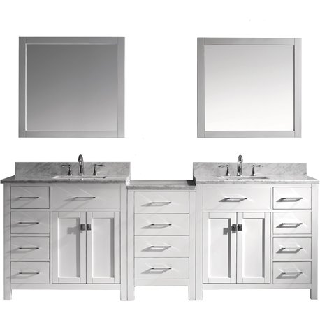 Caroline Parkway 93" Double Bathroom Vanity Cabinet Set in White