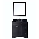 Elise 36" Single Bathroom Vanity in Espresso with Black Galaxy Granite Top and Square Sink with Mirror
