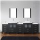 Dior 110" Double Bathroom Vanity in Zebra Grey with White Engineered Stone Top and Square Sink with Polished Chrome Faucet and M