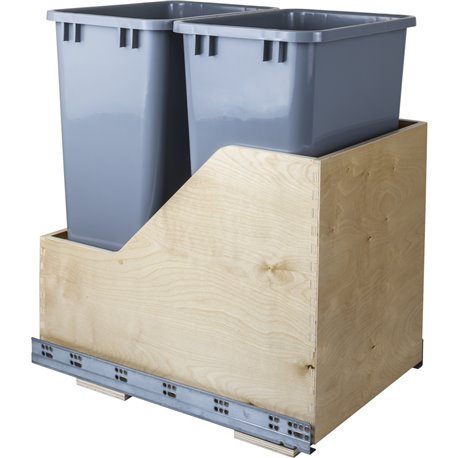 Preassembled 50-Quart Double Pullout Waste Container System 