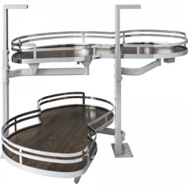 15" Walnut Blind Corner Swing Out, Left Handed Unit - Chrome Edge