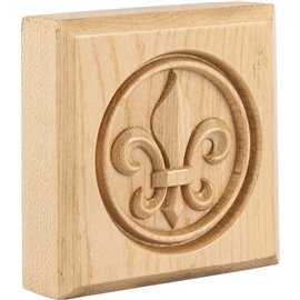 3" x 3" x 7/8" Fleur-de-Lis Rosette Species Alder 