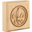 3" x 3" x 7/8" Fleur-de-Lis Rosette Species Alder 