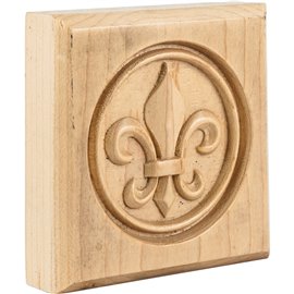 3-1/2" x 3-1/2" x 7/8" Fleur-de-Lis Rosette Species Alder 