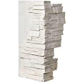12"W Board Side & 11"W Finger Side x 25"H x 1 1/2"D Dry Stack Endurathane Faux Stone Outer Corner Siding Panel, Dove White