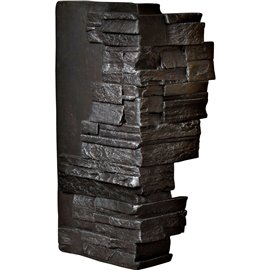 12"W Board Side & 11"W Finger Side x 25"H x 1 1/2"D Dry Stack Endurathane Faux Stone Outer Corner Siding Panel, Graphite