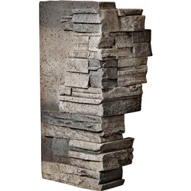 12"W Board Side & 11"W Finger Side x 25"H x 1 1/2"D Dry Stack Endurathane Faux Stone Outer Corner Siding Panel, Platinum