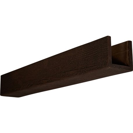 10"W x 10"H x 12'L 3-Sided (U-beam) Rough Sawn Endurathane Faux Wood Ceiling Beam, Espresso Finish