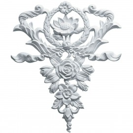 10 5/8"W x 12 5/8"H x 3/4"P Large Flower and Wreath Drop Onlay