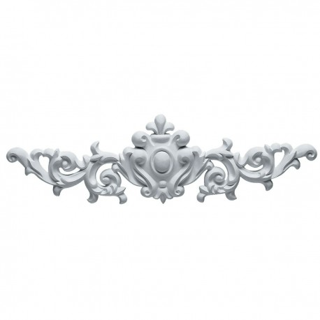 16 3/8"W x 4 3/4"H x 3/4"P Marcella Medium Leaf with Scrolls Onlay