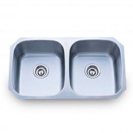 Stainless Steel (16 Gauge) Kitchen Sink with Two Equal Bowls