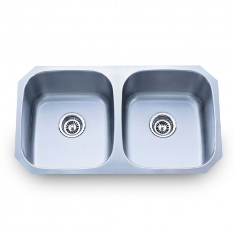 Stainless Steel (16 Gauge) Kitchen Sink with Two Equal Bowls