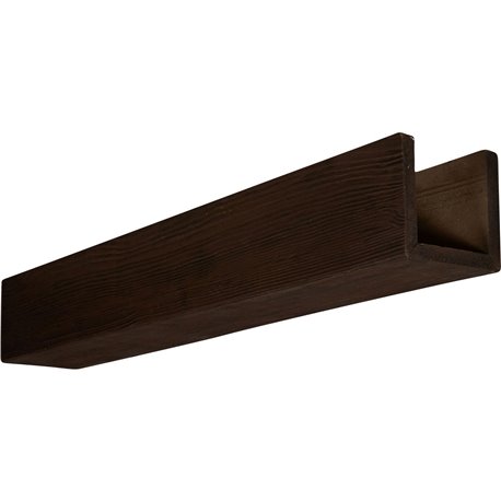 12"W x 12"H x 18'L 3-Sided (U-beam) Sandstone Endurathane Faux Wood Ceiling Beam, Espresso Finish