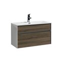 Fitto 32" Havana Oak Wall Mount Modern Bathroom Vanity
