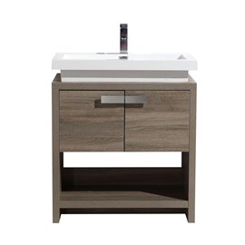 Levi 32" Havana Oak Modern Bathroom Vanity w/ Cubby Hole