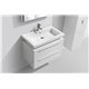 Kube 32" High Gloss White Wall Mount Modern Bathroom Vanity w/ Vessel Sink