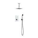 Piazza Thermostatic Shower Set w/ 8″ Ceiling Mount Square Rain Shower and Handheld