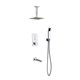 Piazza Thermostatic Shower Set w/ 8″ Ceiling Mount Square Rain Shower, Handheld and Tub Filler
