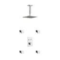 Piazza Thermostatic Shower Set w/ 8″ Ceiling Mount Square Rain Shower and 4 Body Jets