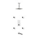Piazza Thermostatic Shower Set w/ 8″ Ceiling Mount Square Rain Shower, Tub Filler and 4 Body Jets 