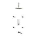 Piazza Thermostatic Shower Set w/ 8″ Ceiling Mount Square Rain Shower, Tub Filler and 4 Body Jets 