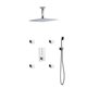 Piazza Thermostatic Shower Set w/ 12″ Ceiling Mount Square Rain Shower, 4 Body Jets and Handheld