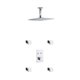 Piazza Thermostatic Brass Shower Set w/ 12″ Ceiling Mount Square Rain Shower and 4 Body Jets