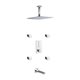Piazza Thermostatic Shower Set w/ 12″ Ceiling Mount Square Rain Shower, Tub Filler and 4 Body Jets