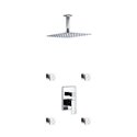 Aqua Piazza Brass Shower Set with 12" Ceiling Mount Square Rain Shower and 4 Body Jets