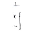 Aqua Piazza Brass Shower Set with 12" Ceiling Mount Square Rain Shower, Handheld and Tub Filler