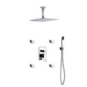 Aqua Piazza Brass Shower Set with 12" Ceiling Mount Square Rain Shower, 4 Body Jets and Handheld