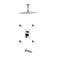Aqua Piazza Brass Shower Set with 12" Ceiling Mount Square Rain Shower, Tub Filler and 4 Body Jets