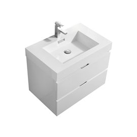 Bliss 30" High Gloss White Wall Mount Modern Bathroom Vanity