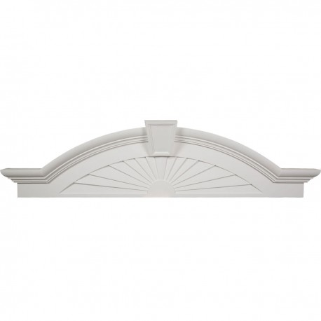 68 1/8W 62 1/2BW x 17 3/8H x 6 1/8P Elliptical Sunburst with Trim Pediment
